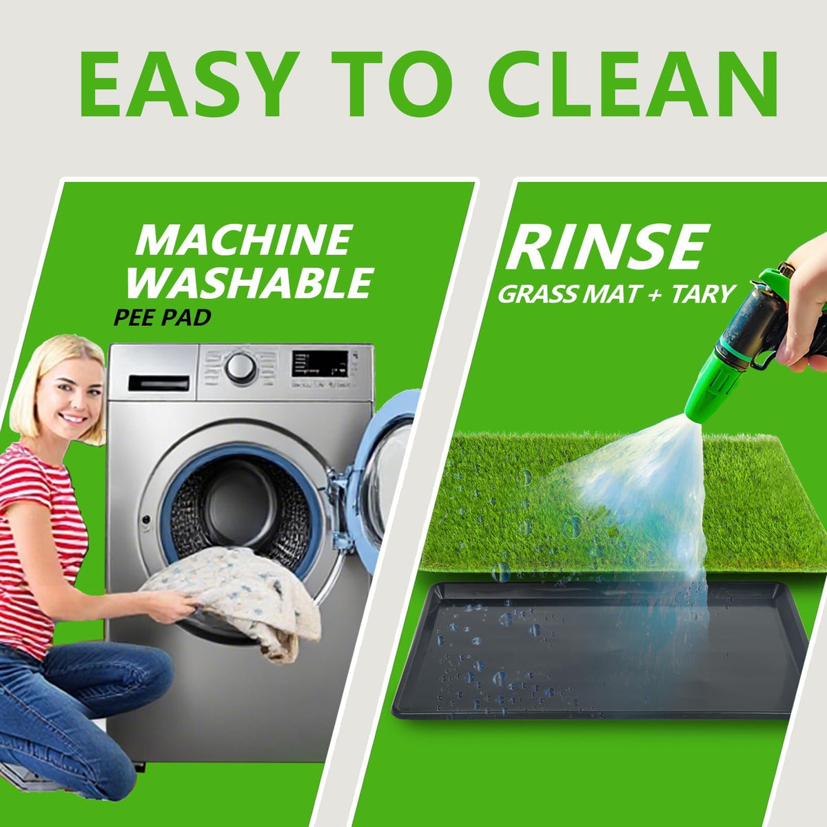 Reusable Artificial Grass Dog Loo System with Tray and Pee Pads, 35x23in S243