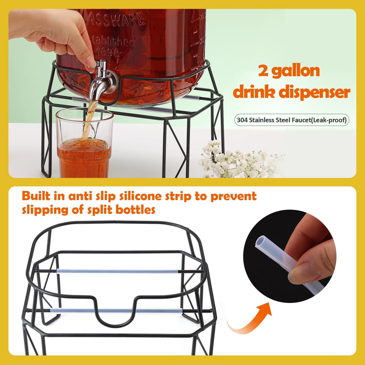 2 Gallon Drink Dispensers with Stand A631