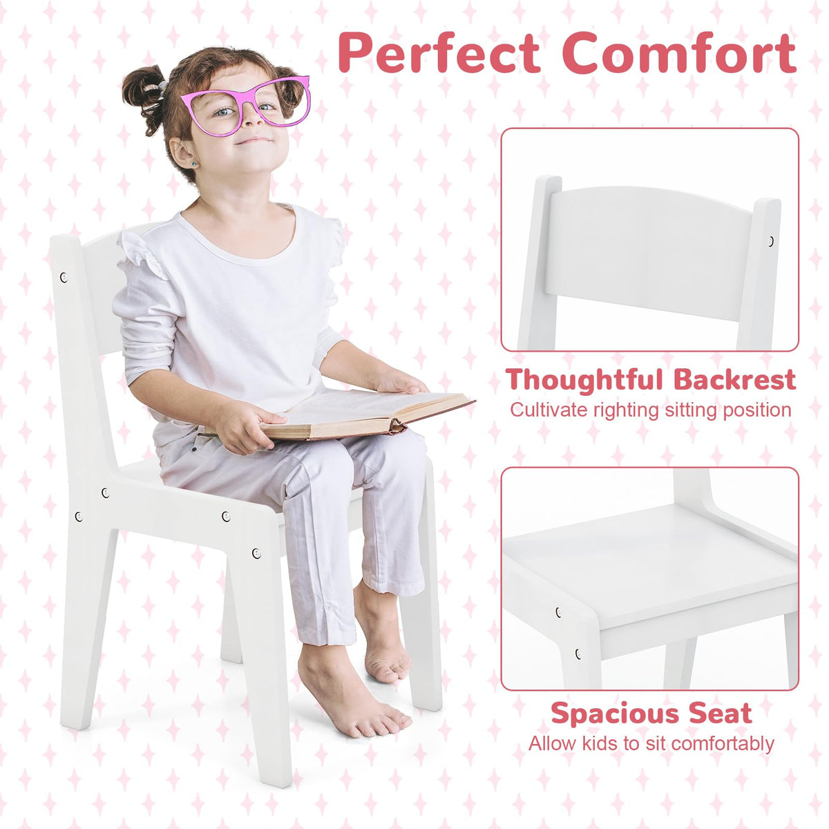 Kids Vanity Table and Chair Set with LED Lighted Mirror J85429