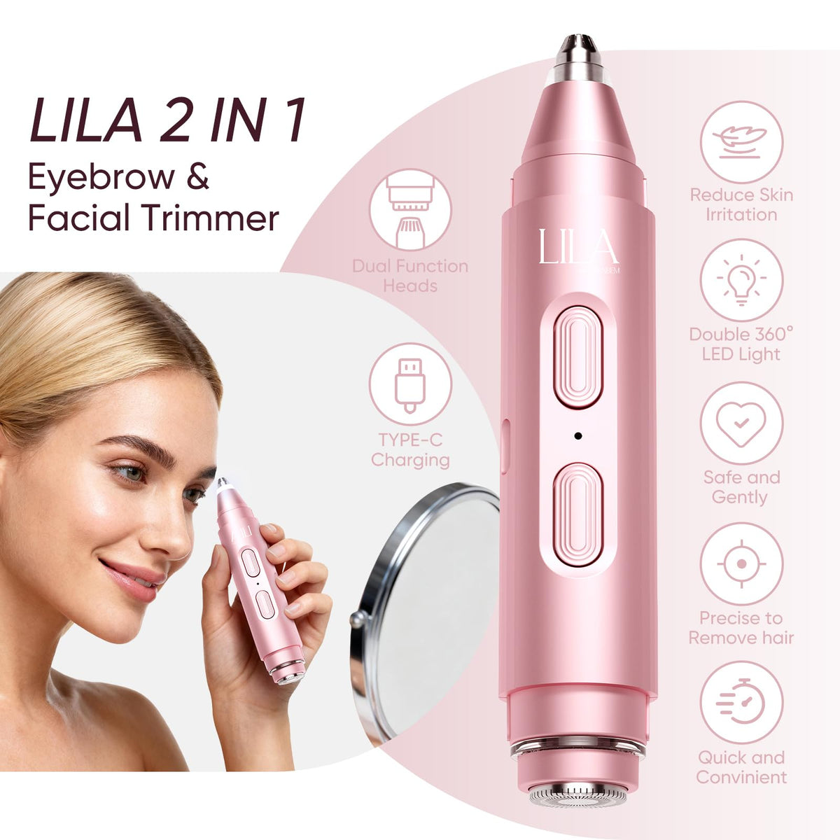 2-in-1 Eyebrow & Nose Hair Trimmer E2898