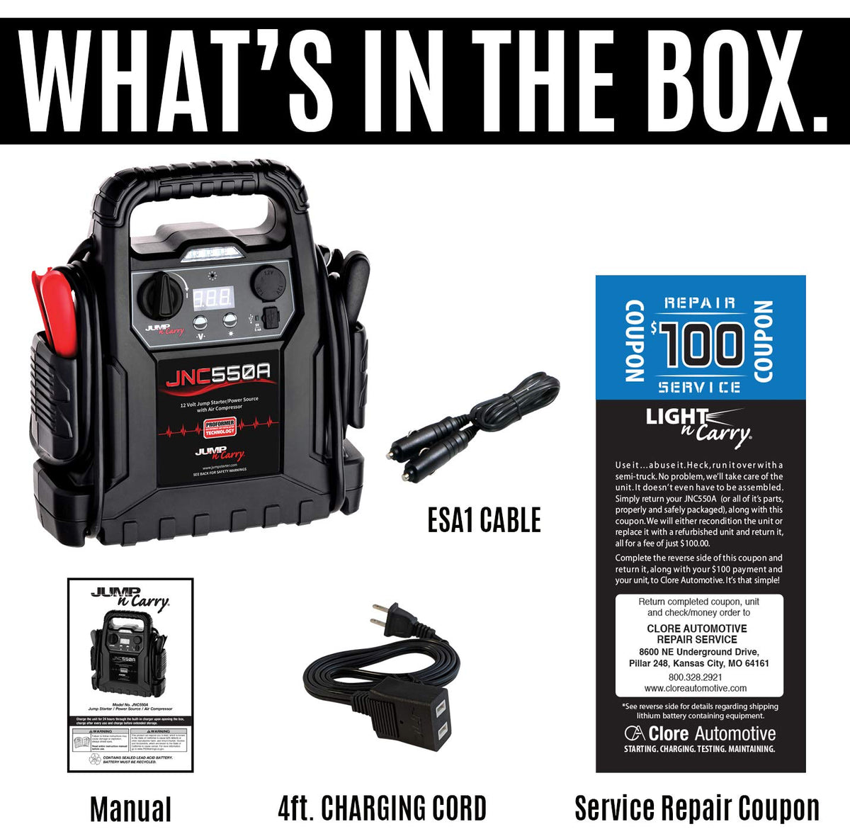 1100 Peak Amp Jump Starter with Air Compressor Z80922