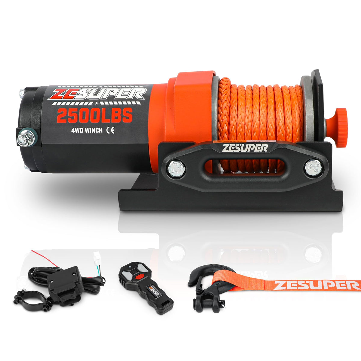 2500 lb Electric Winch 30ft Synthetic Rope 12V DC B229853