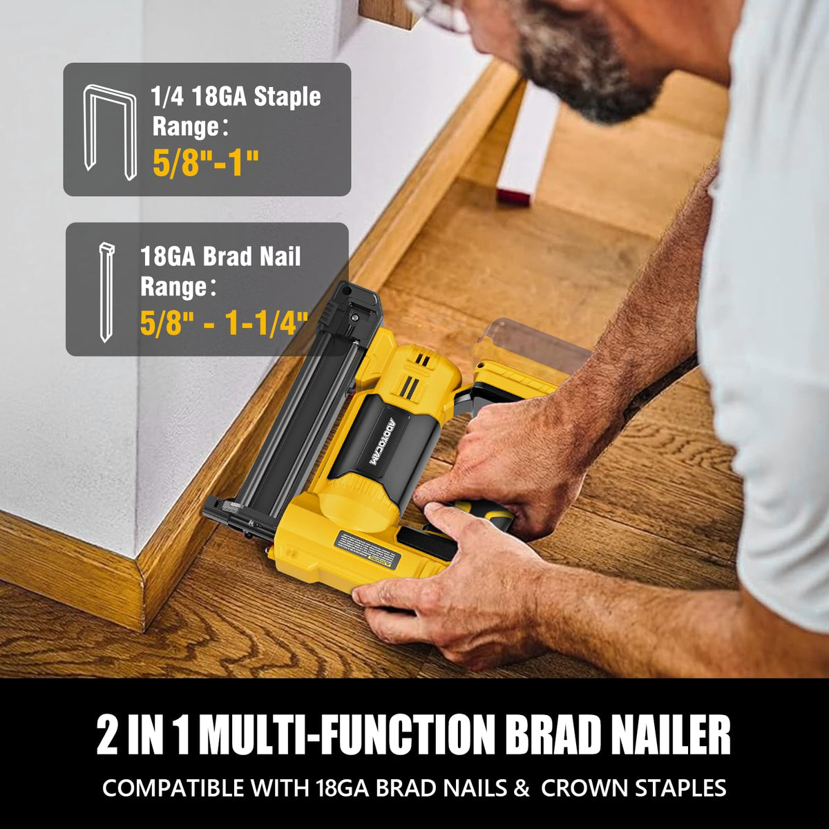 Cordless Brad Nailer 2 in 1 Nail Gun with 1000 Nails and 500 Staples S959