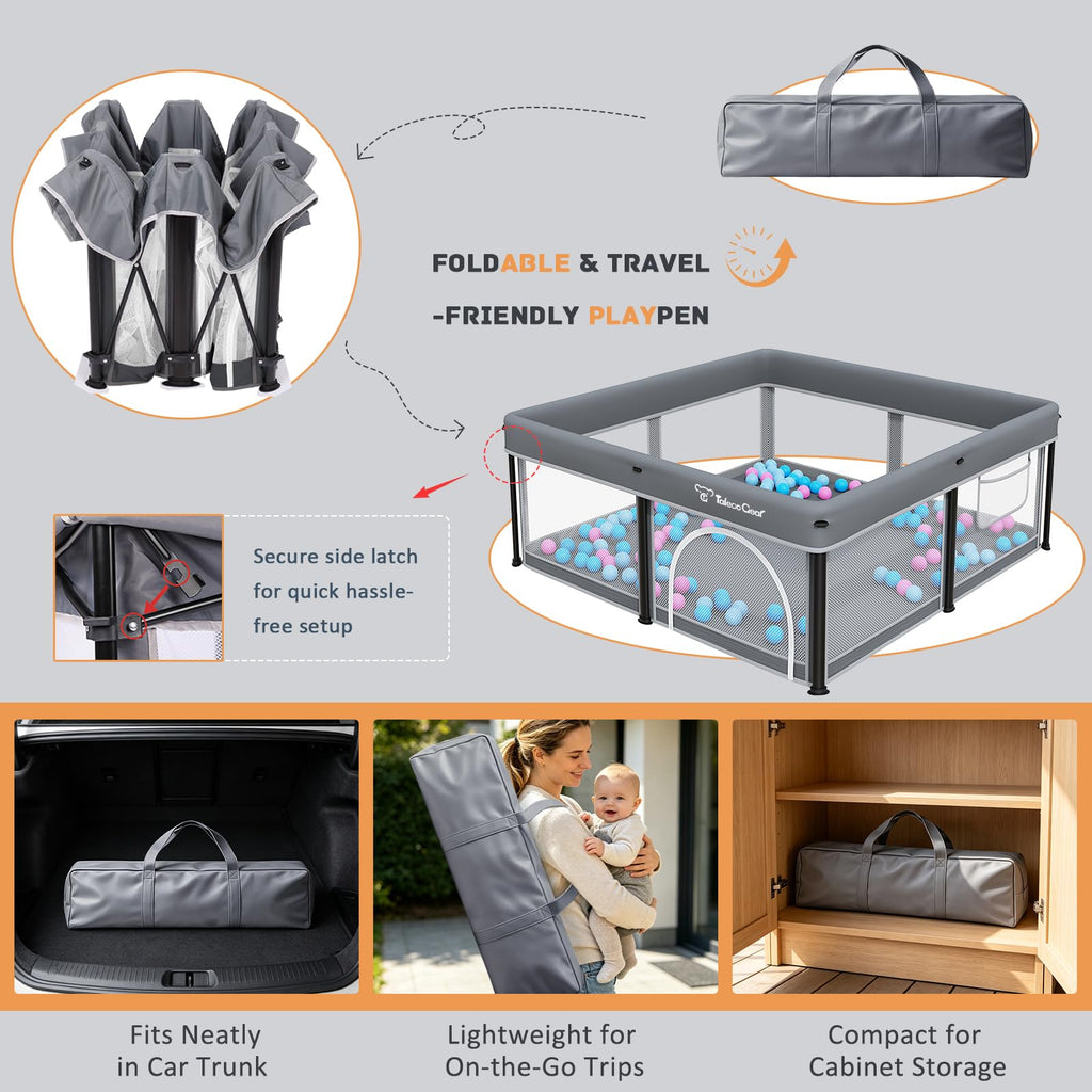 Foldable Baby Playpen with Mat and Ocean Balls S706