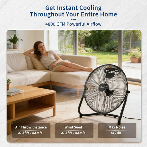 20 Inch 3 Speeds High Velocity Metal Floor Fan N1460