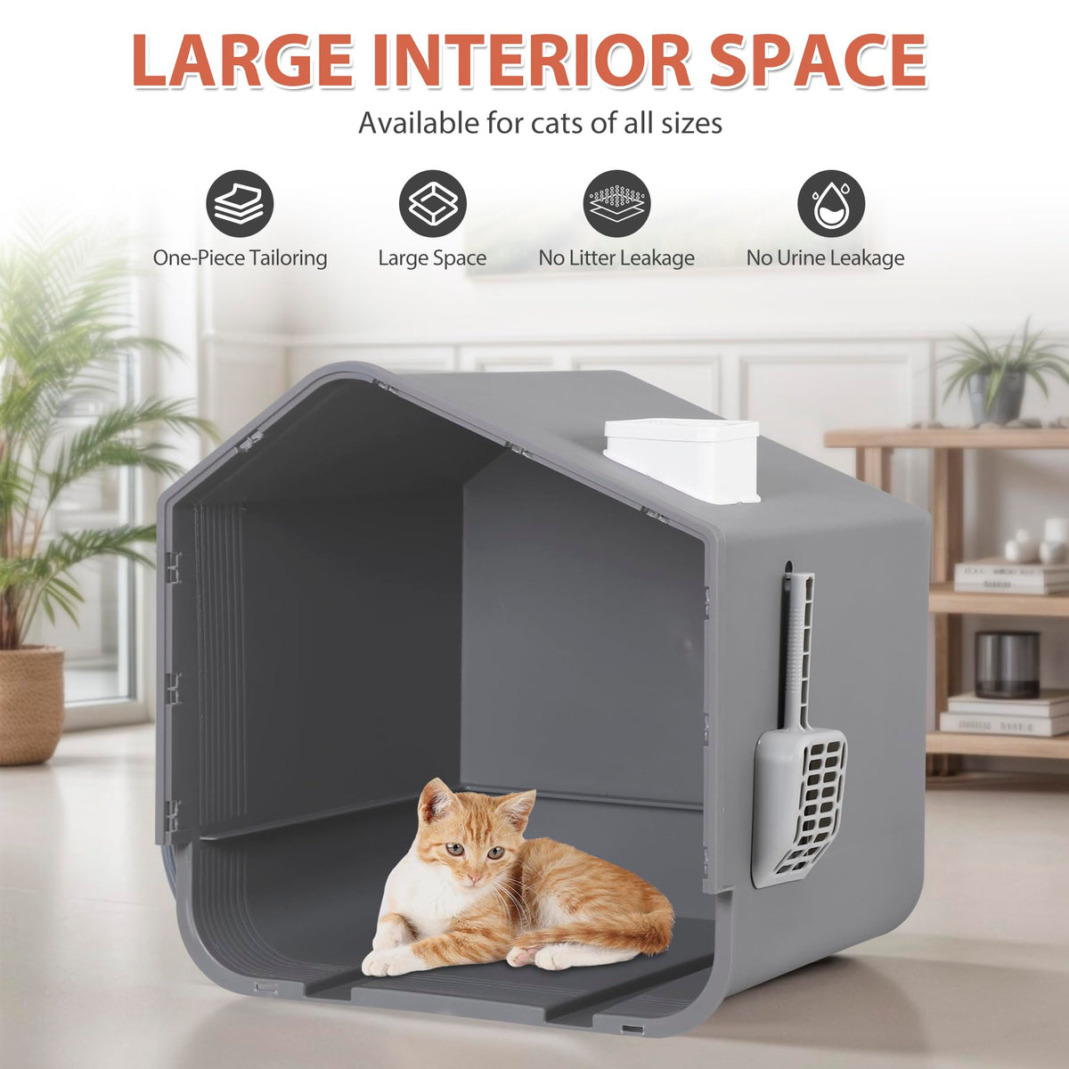 Large Enclosed Hooded Cat Litter Box with Mat & Litter Scoop C147490