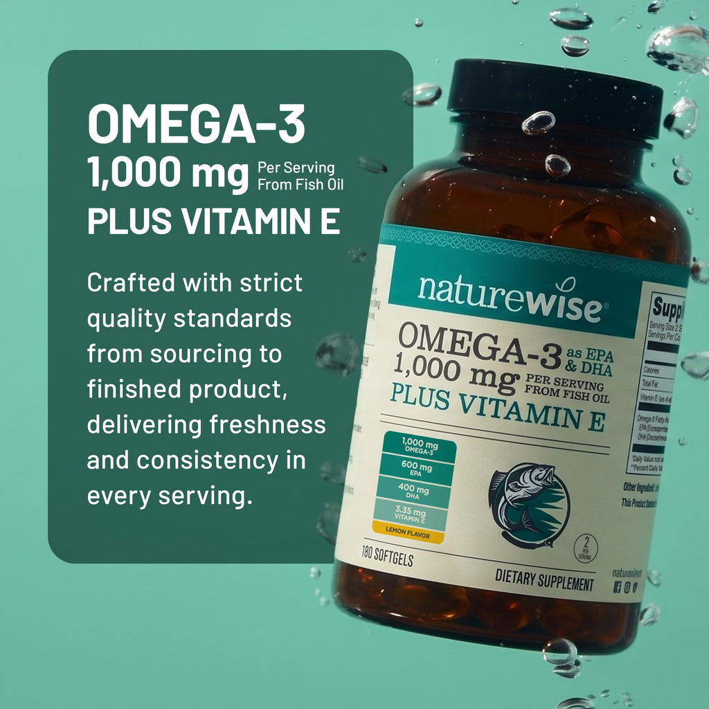 Omega 3 Fish Oil Supplement 1000mg 600 EPA 400 DHA Lemon Flavor 60 Softgels N28833