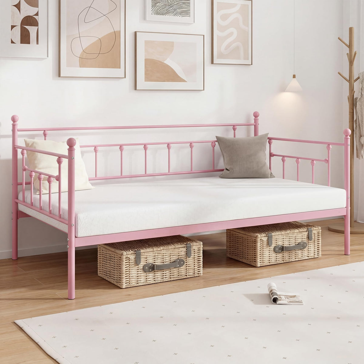 Twin Size Metal Daybed Frame with Headboard P7193