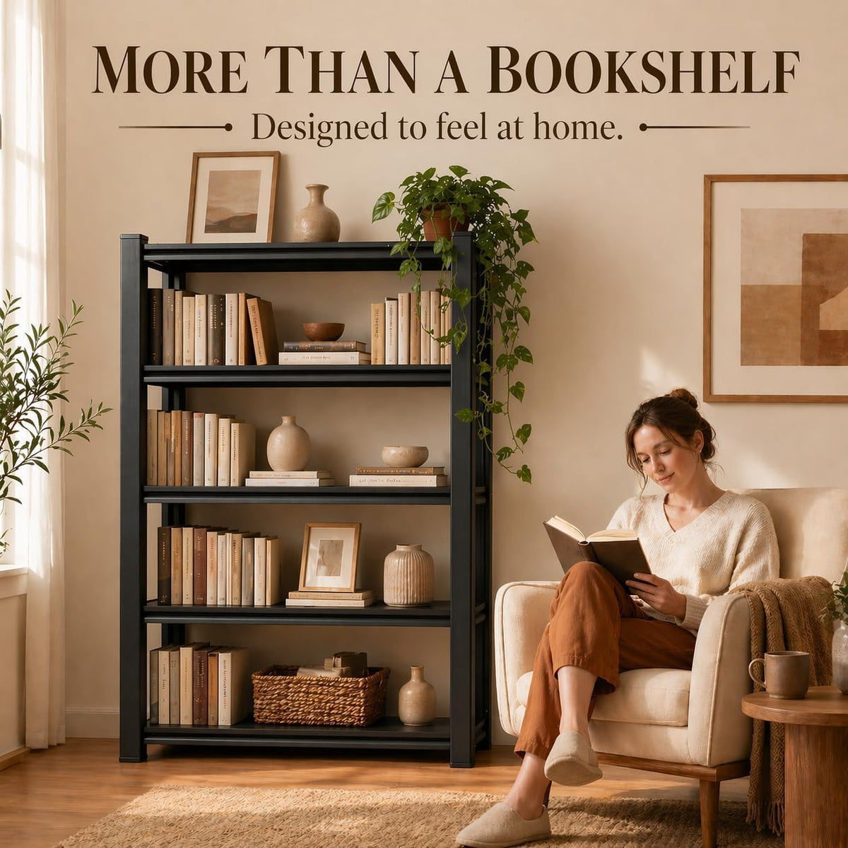 5 Tier Adjustable Wooden Bookshelf S494