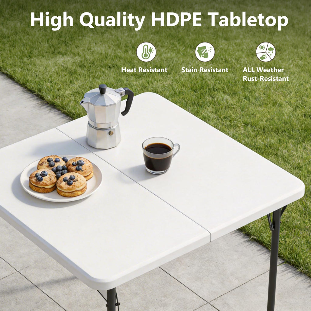 Folding Table, 36 Inch Square Foldable Card Table with Carrying Handle Y195