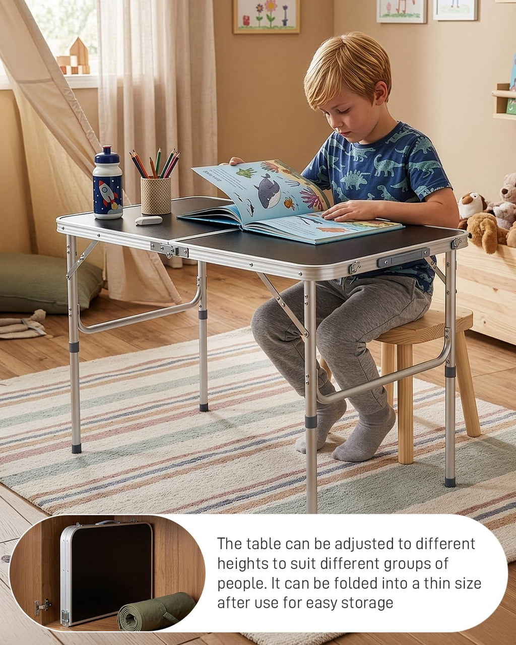 Portable Folding Camping Table Black V3534