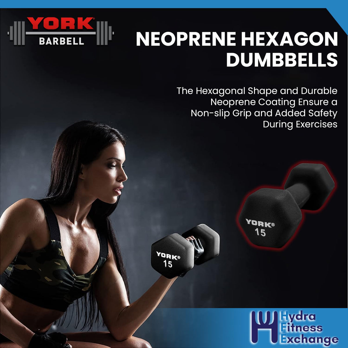 Neoprene Hexagon Dumbbells with Cast Ergo Handle, 5lb Pack of 2 Y43029