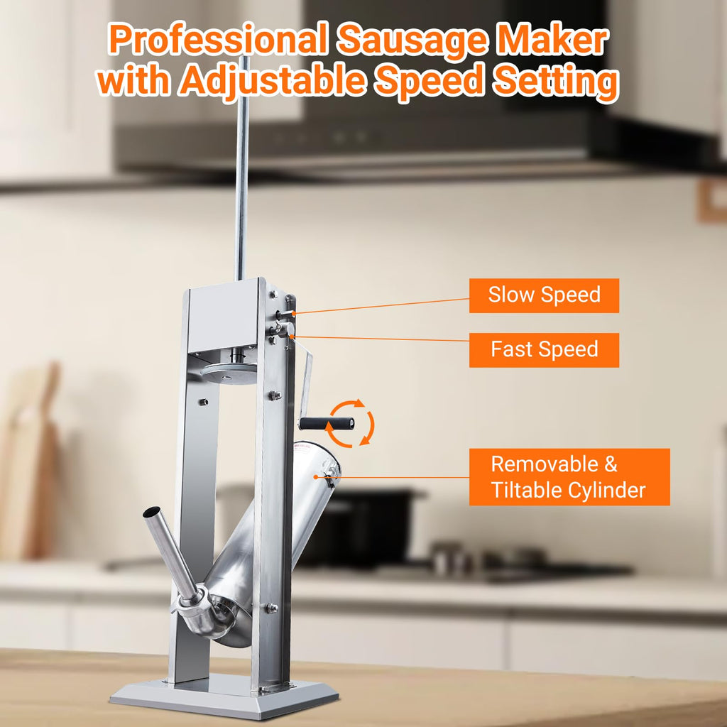 Manual Stainless Steel Sausage Stuffer with 4 Stuffing Tubes L865