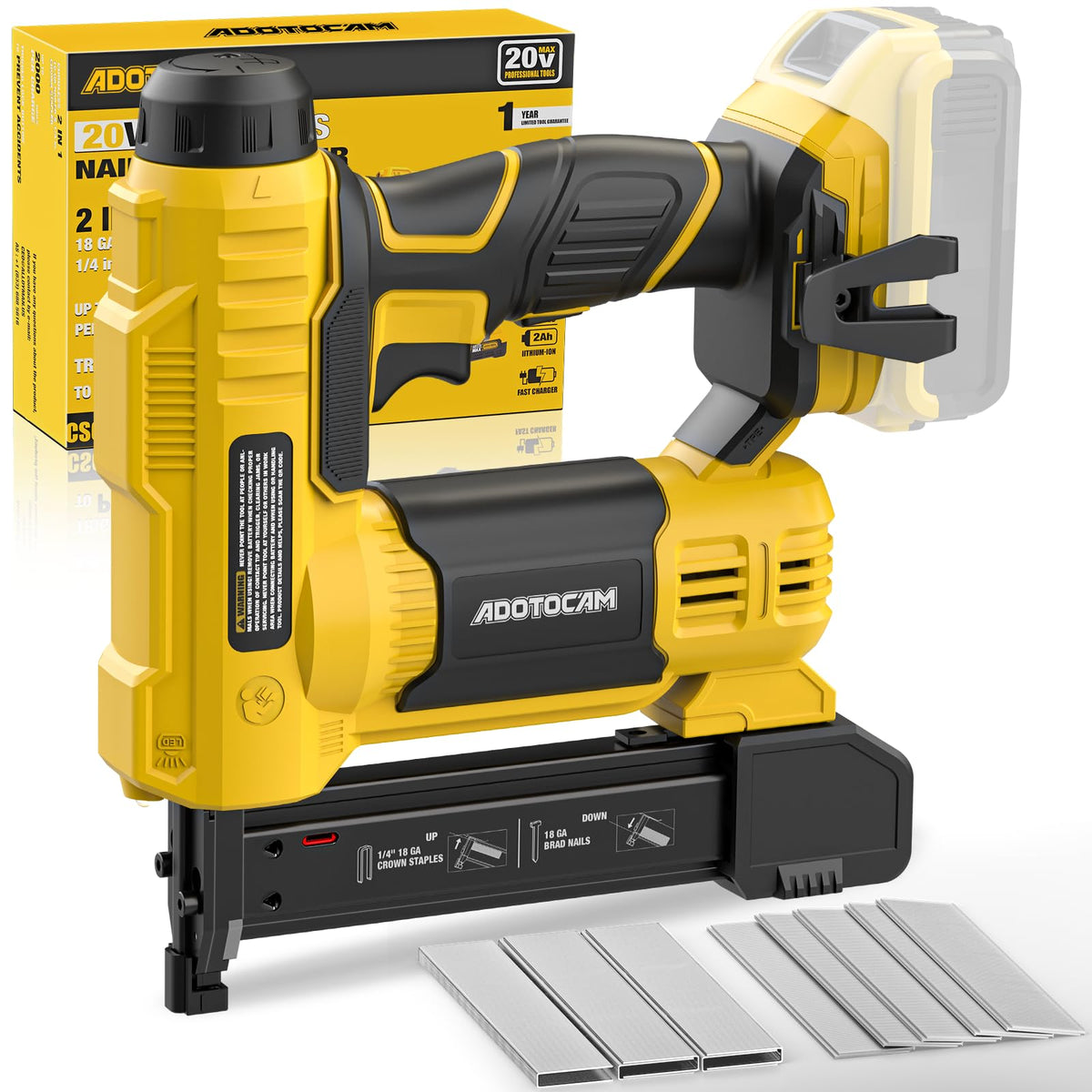 Cordless Brad Nailer 2 in 1 Nail Gun with 1000 Nails and 500 Staples S959