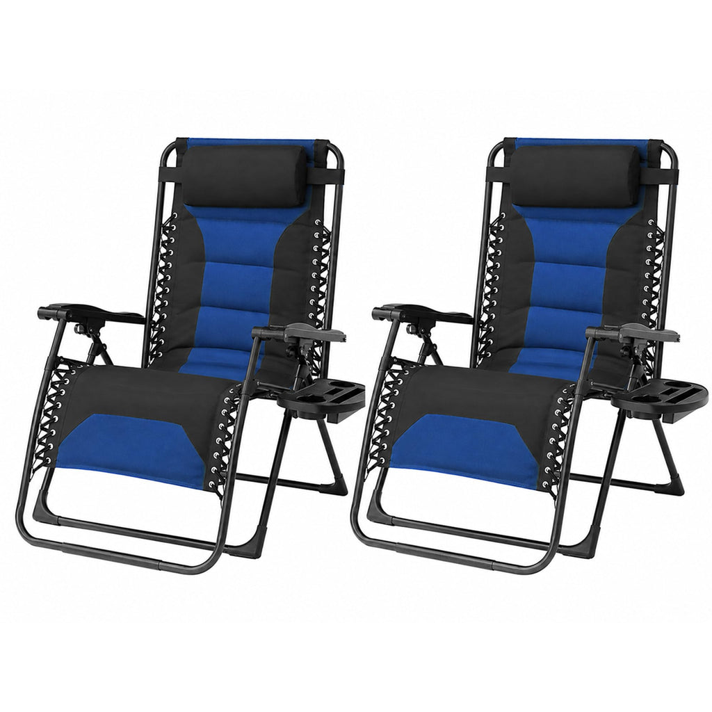 Oversized Zero Gravity Chair 2 Pack Folding Recliner with Pillow & Cup Holder P760