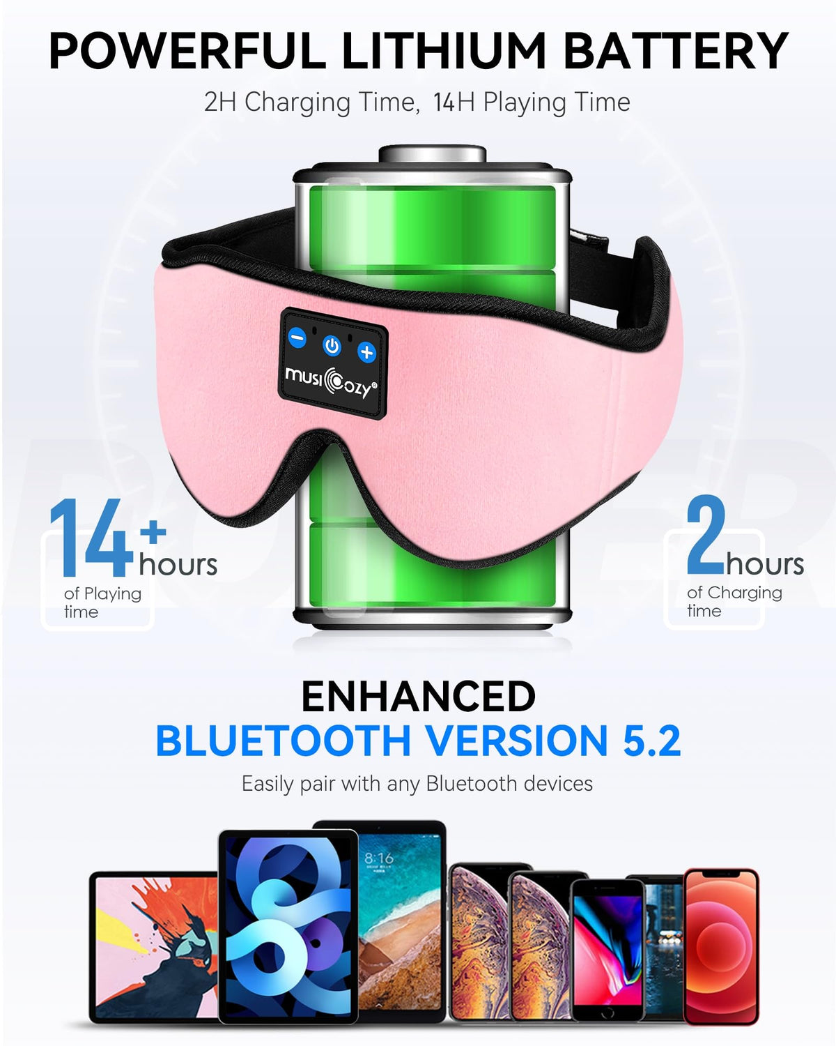 3D Bluetooth Sleep Mask with HD Stereo Sound, 2 Packs K79077