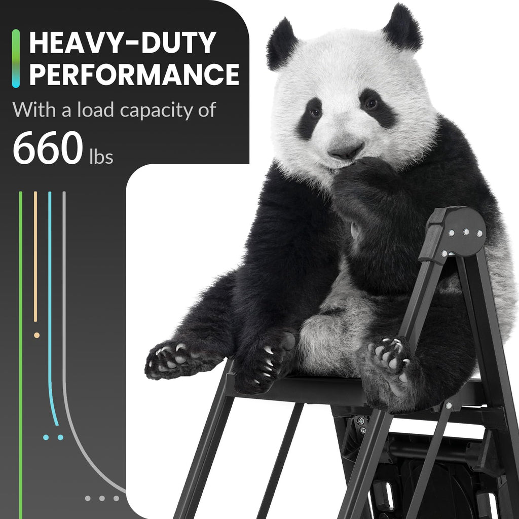 3 Step Steel Stool with Handrail & Tool Tray T6408