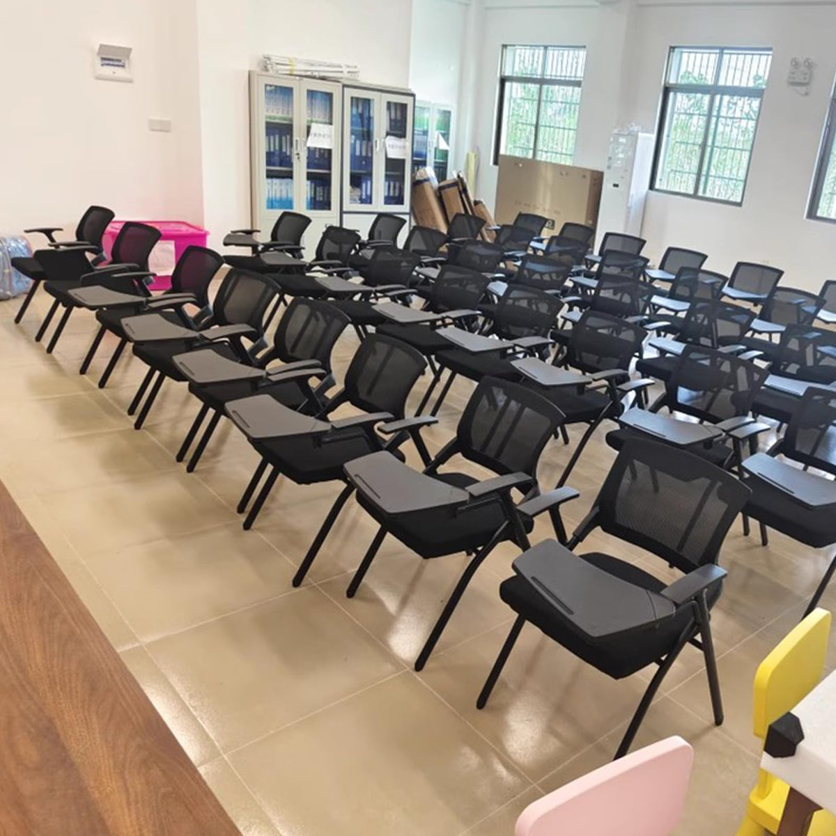 Foldable Mesh Office Chair with Back Armrest, 4pcs, Orange N3442