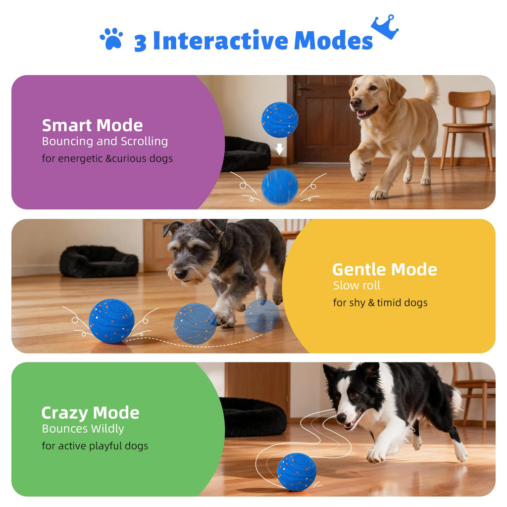 Interactive Dog Toy Ball Automatic Moving Bouncing Rotating E-TPU Waterproof Blue S37338
