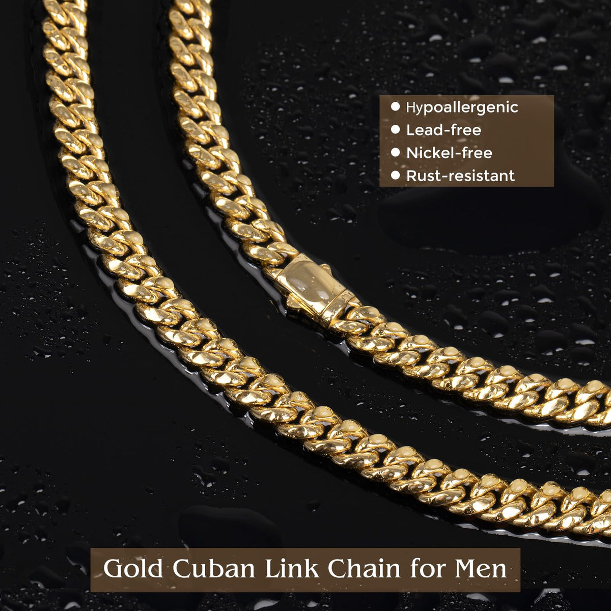 Gold Cuban Link Chain 316L Stainless Steel Necklace 20/22/24 Inches A539