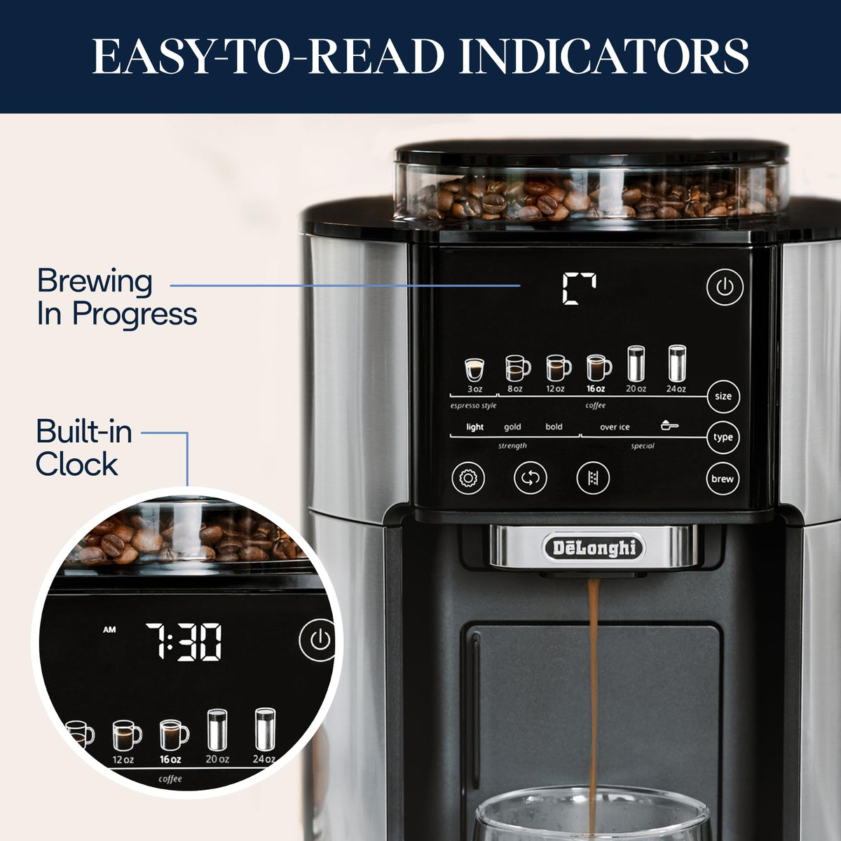 Drip Coffee Maker with Built-In Grinder W812