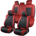 Wine Red Leather Car Seat Covers Full Set L55277