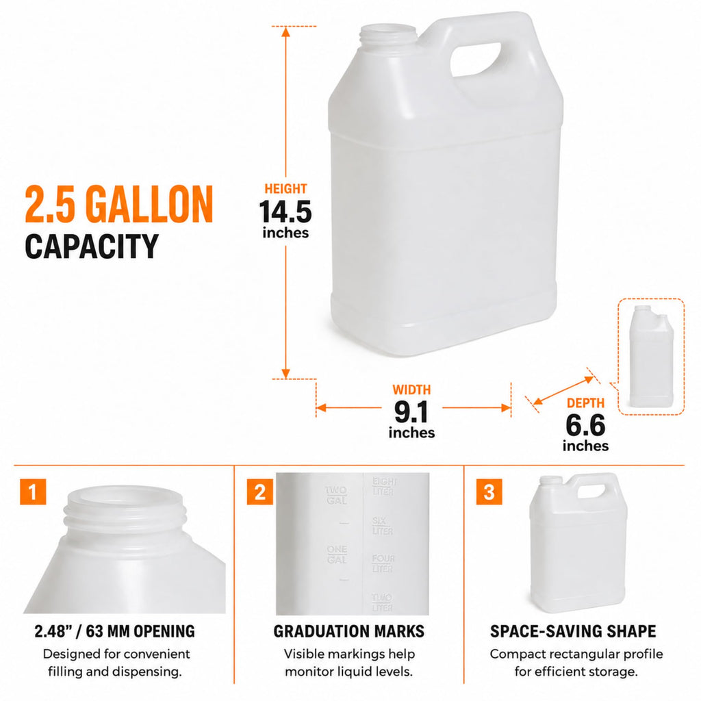 2.5 Gallon Reusable Plastic Water Jug with Lid M6556