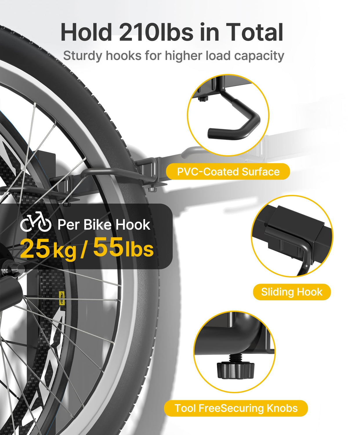 Freestanding Bike Storage Rack with Wheels for 3 Bikes W727306