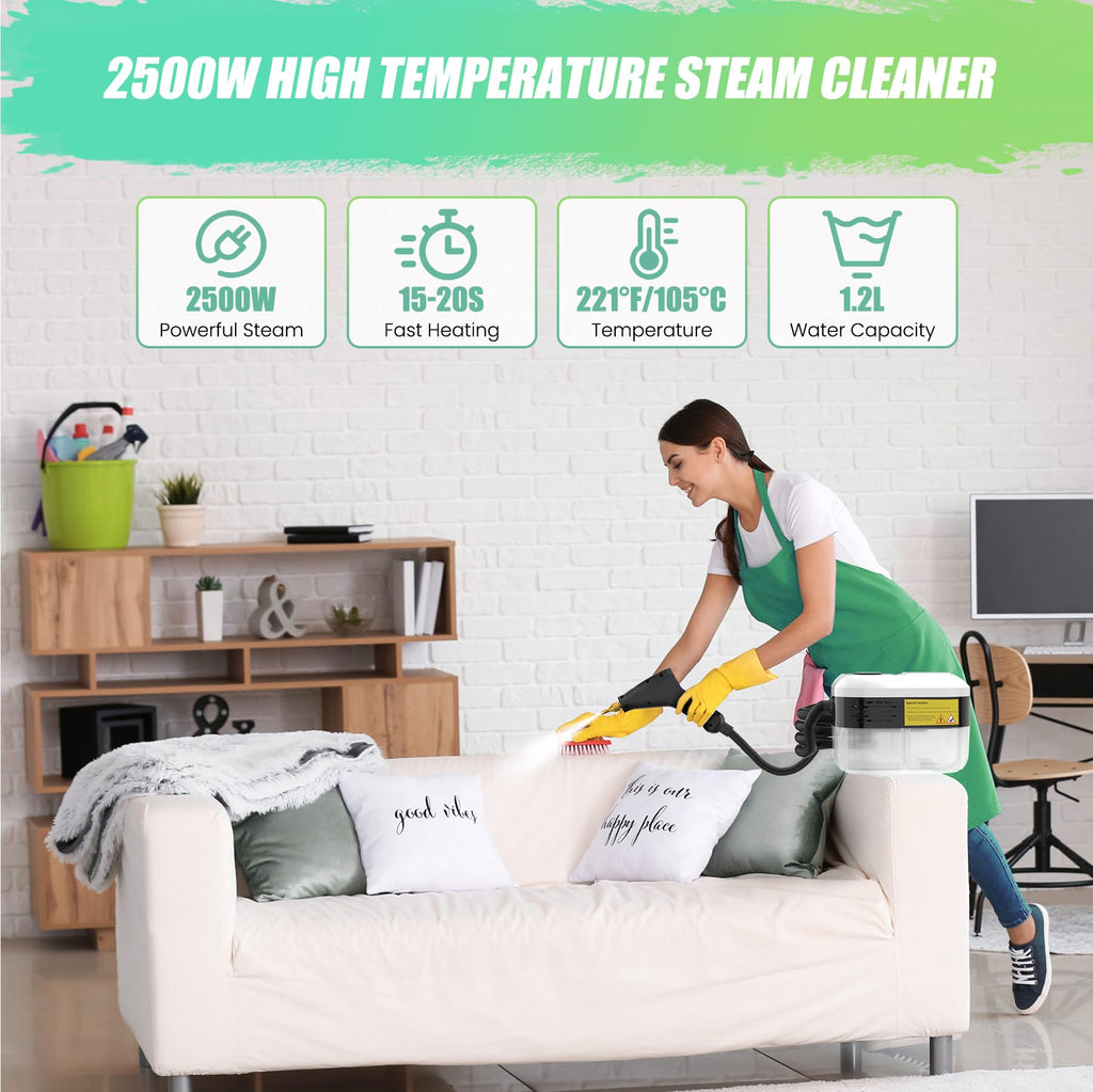 1.2L Portable Handheld Steam Cleaner with 14pcs Accessories T393290