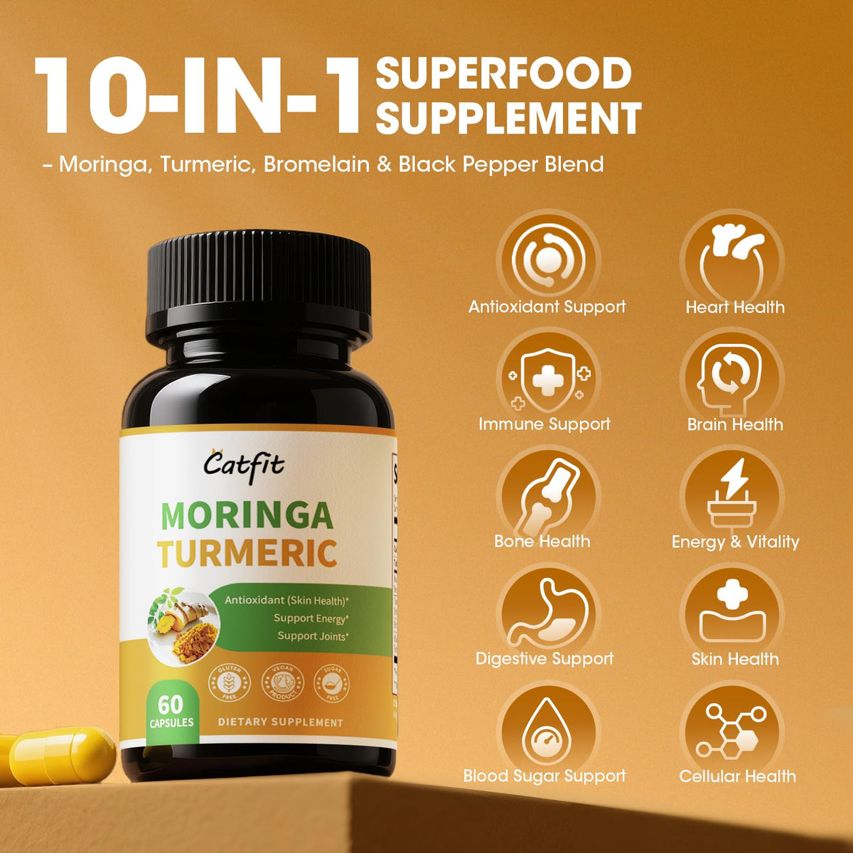 Moringa Capsules 10-in-1 Superfood Supplement Y5909