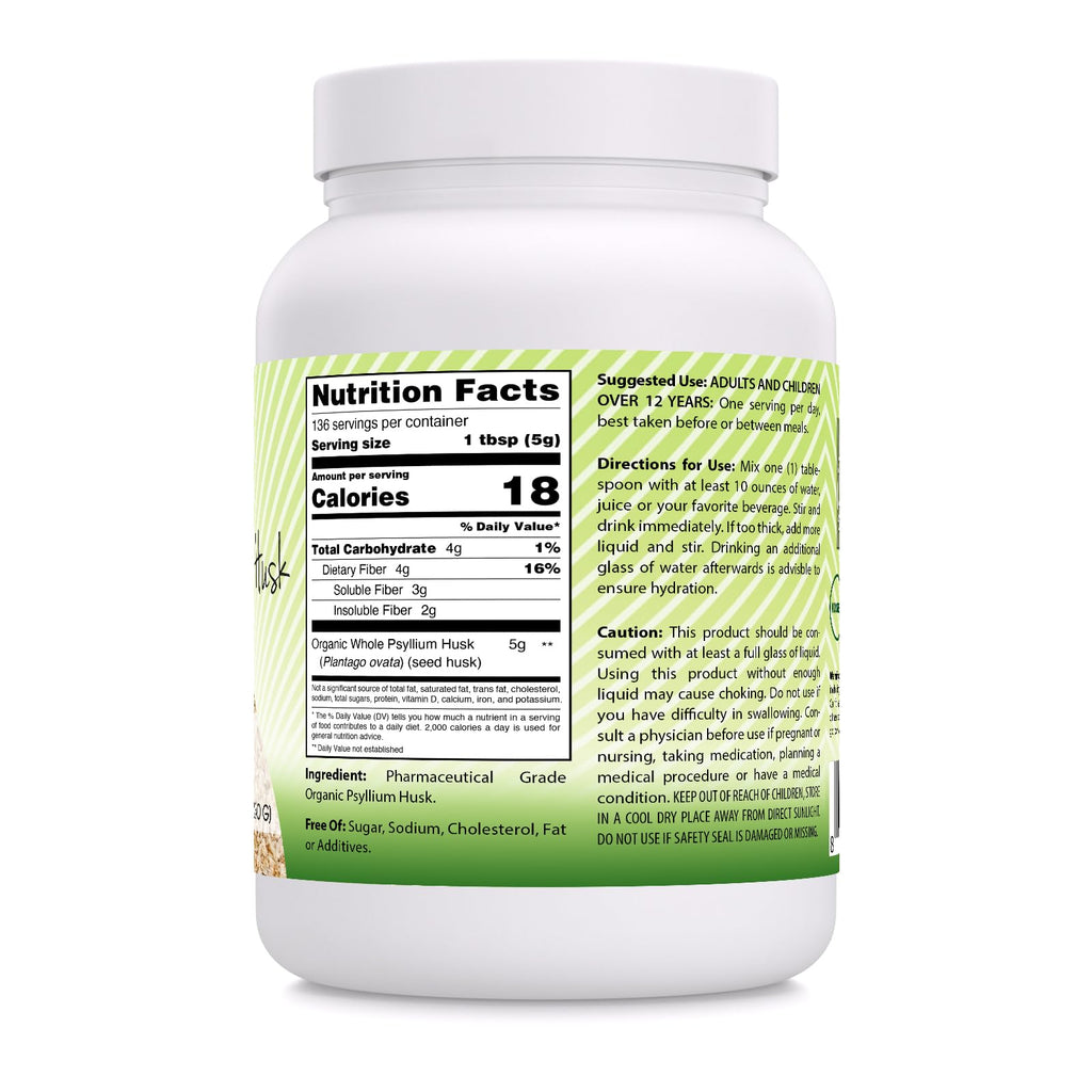Organic Whole Psyllium Husk Powder 24 Oz M3997