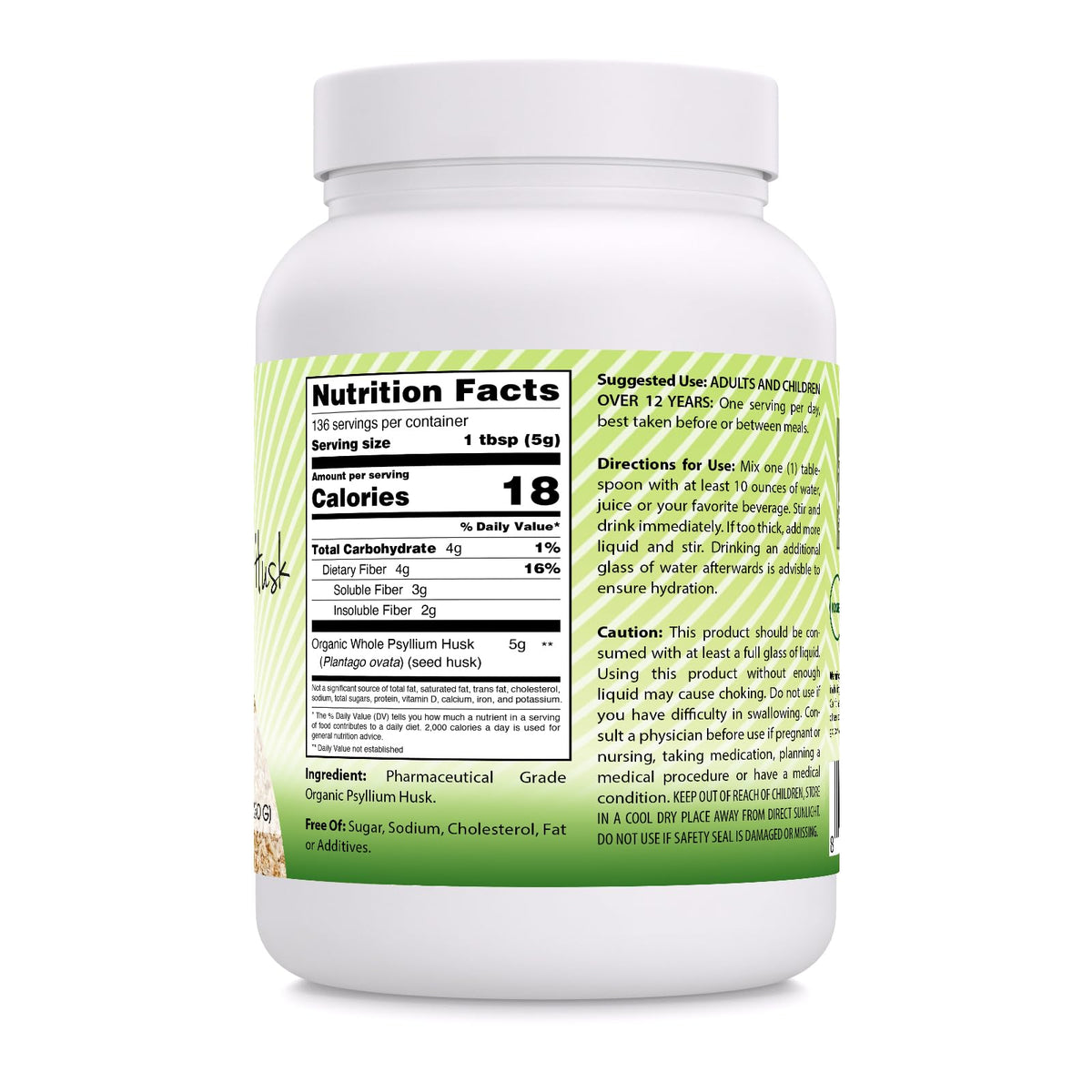 Organic Whole Psyllium Husk Powder 24 Oz M3997
