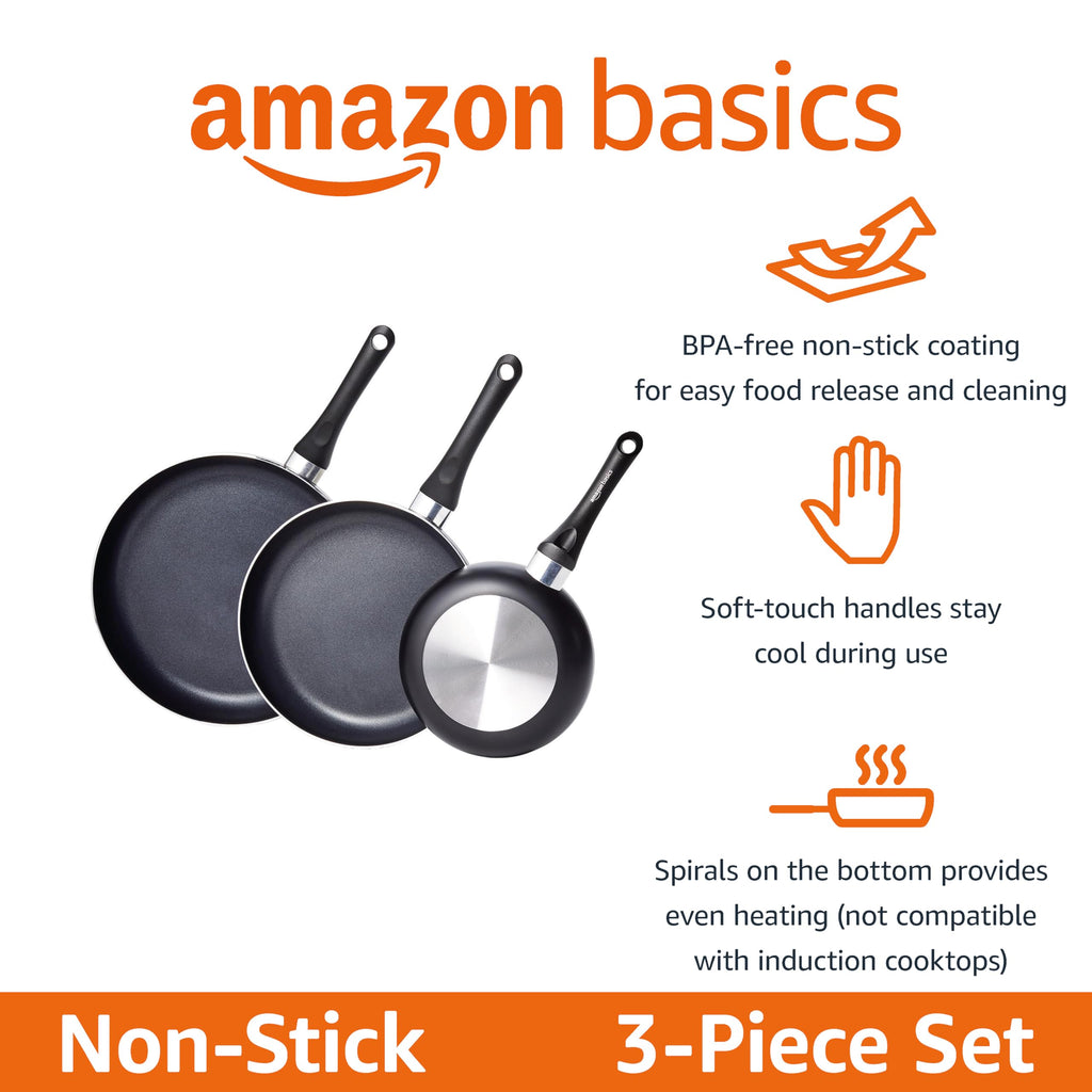 Ceramic Nonstick Frying Pan Set, 3-Piece, Black L794062