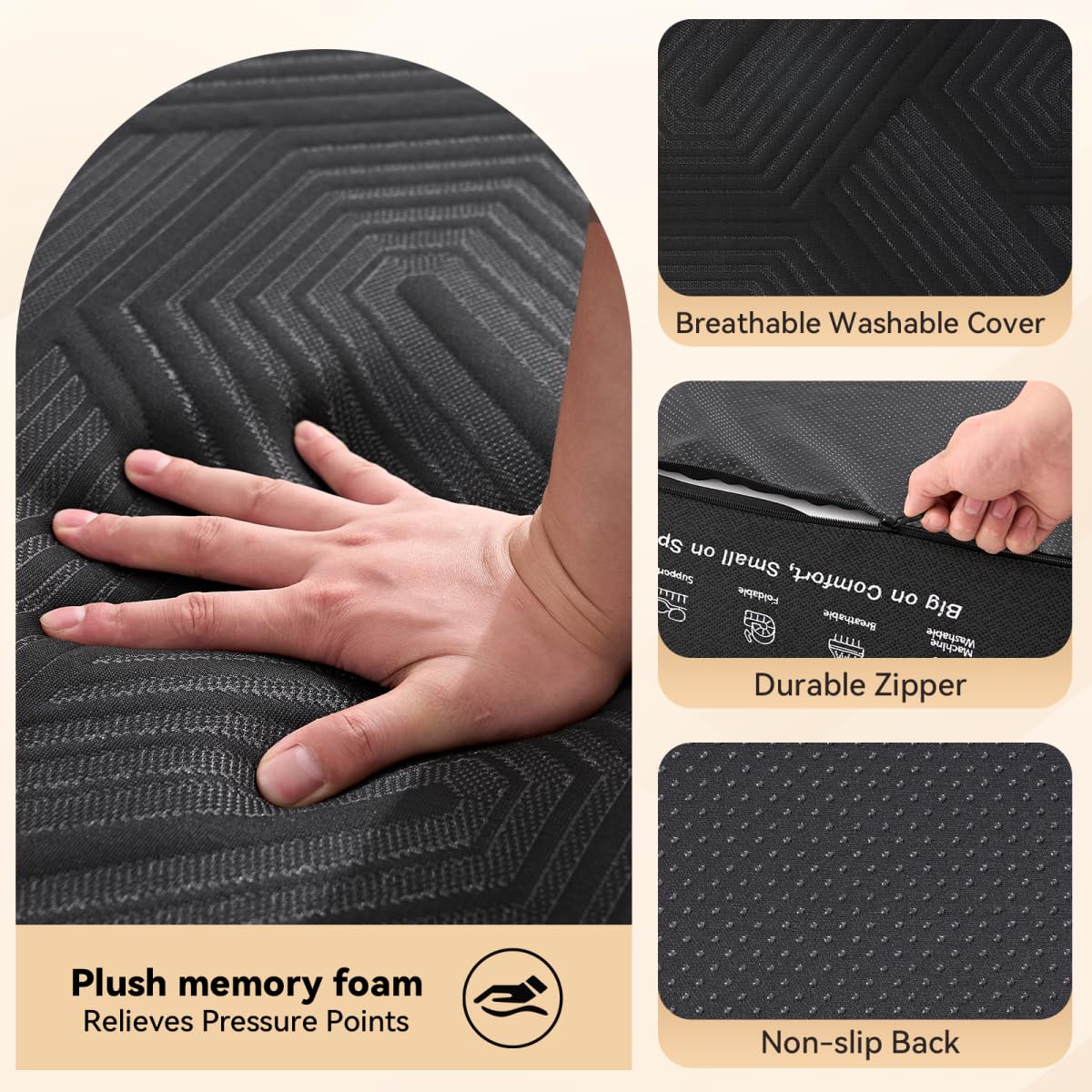 6 Inch Memory Foam Tri-Fold Twin Mattress with Washable Cover F435731