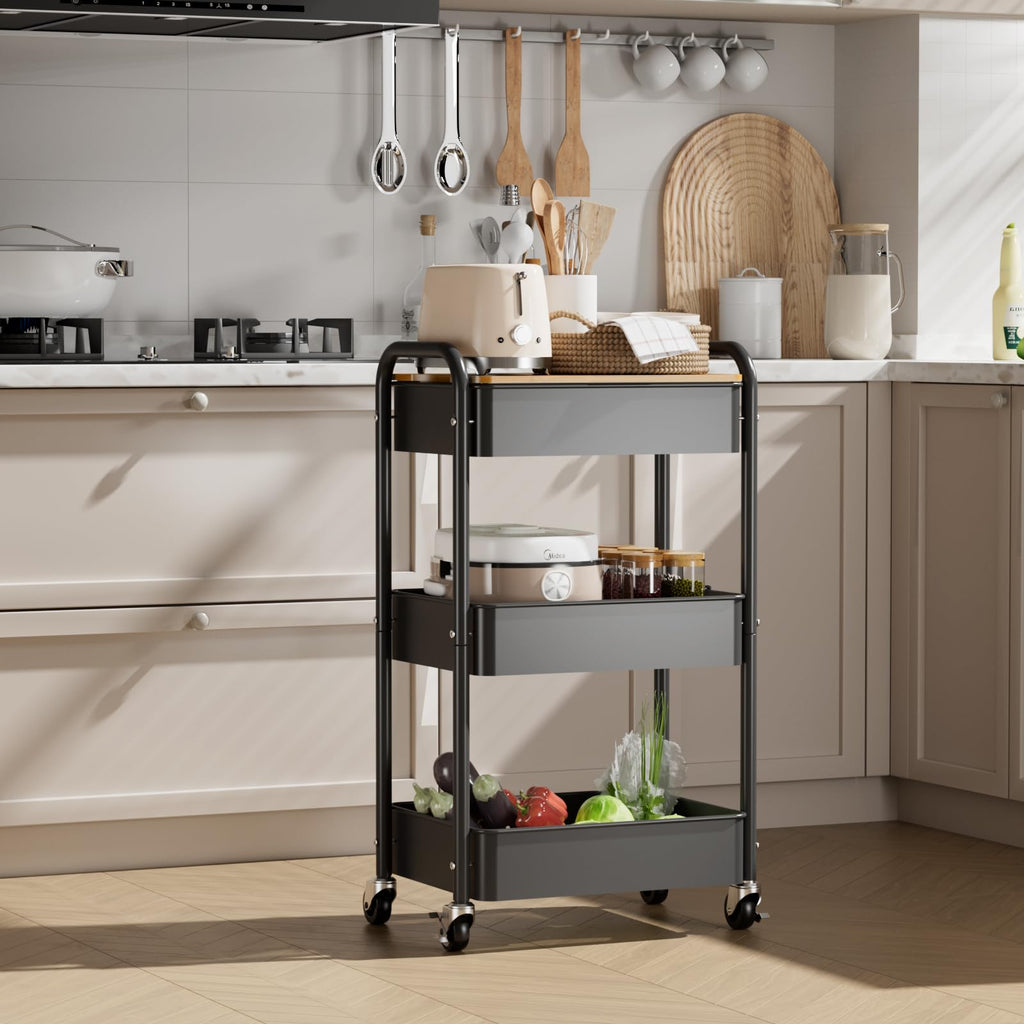 3-Tier Rolling Metal Utility Cart F75134