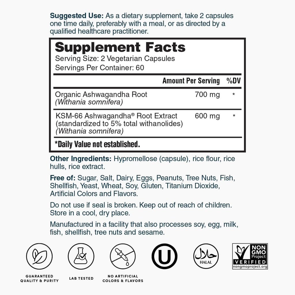 Extra Strength Organic Ashwagandha Root Extract 120 Ct F34616