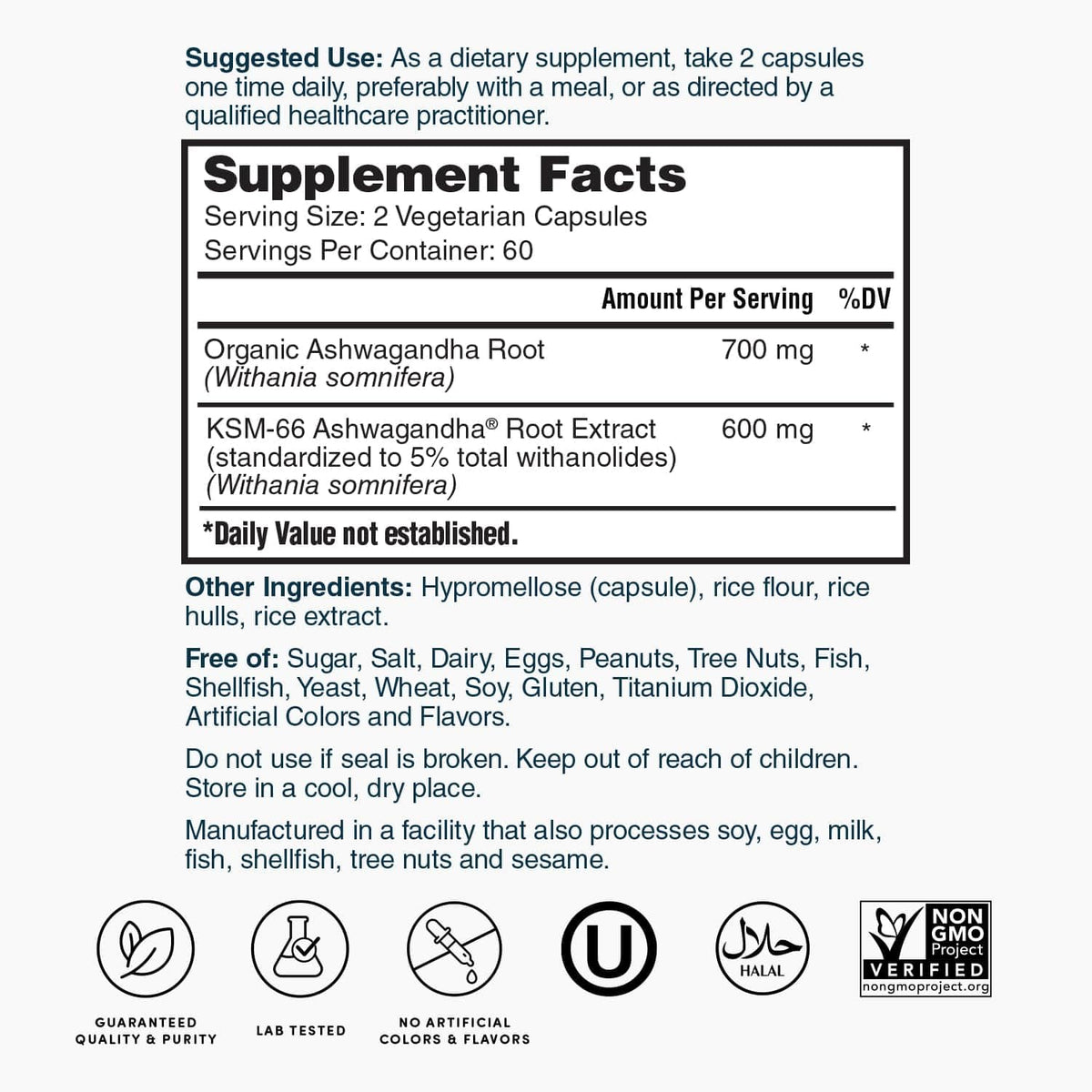 Extra Strength Organic Ashwagandha Root Extract 120 Ct F34616