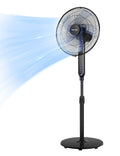 16" Oscillating Pedestal Stand Up Fan, Adjustable Height, Ultra Quiet DC Motor, Remote Control, 12 Speed, Black L287387