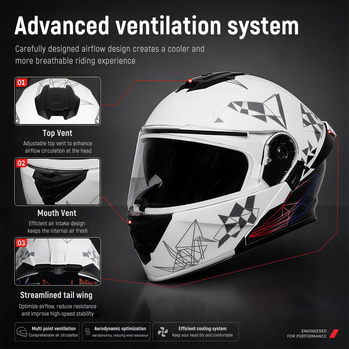 DOT Approved Flip Up Full Face Dual Visor Motorcycle Helmet I3021