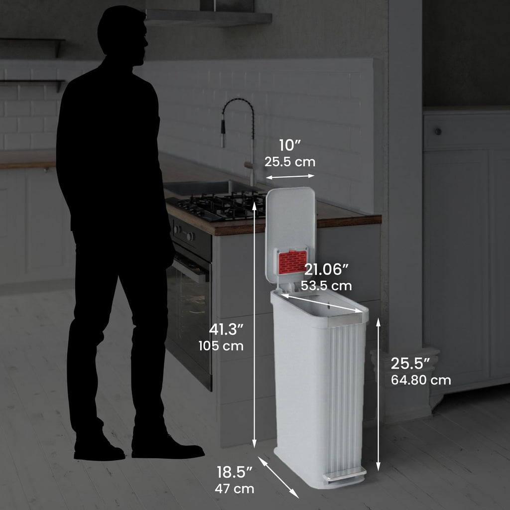 50 L Slim Step Pedal Kitchen Trash Can with Odor Filter A667