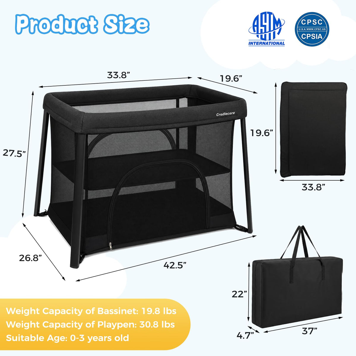 Portable Playpen with Bassinet U1889