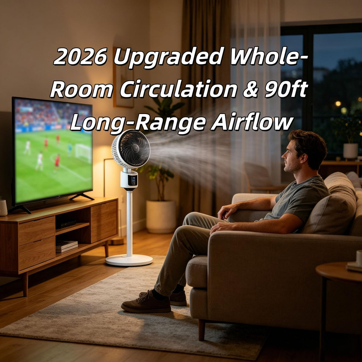 Standing Fan with Remote, 90° Oscillating, 3 Speeds, Adjustable Height, Gray Q243