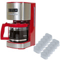 12 Cup Programmable Drip Coffee Maker, Red and Stainless Steel, 12 Pack Charcoal Water Filter G222020