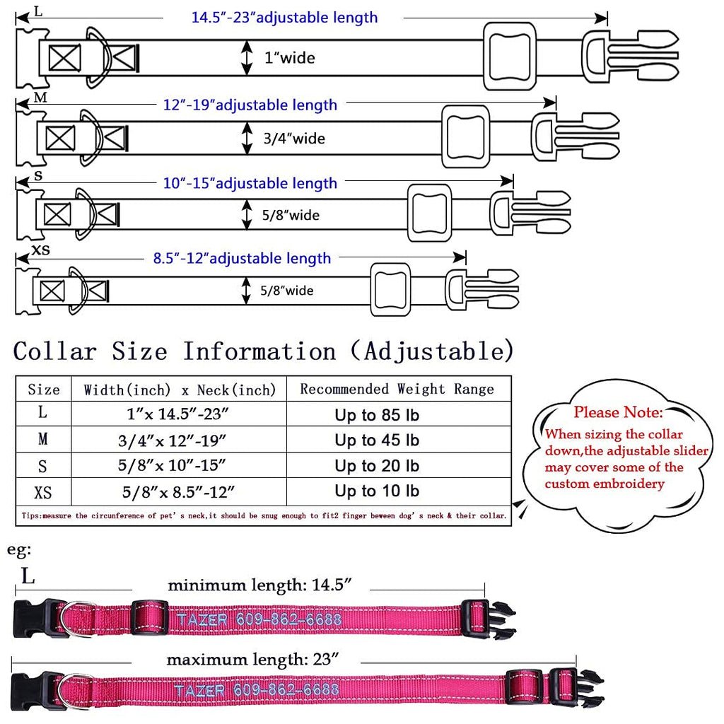 Personalized Dog Collar, 4 Adjustable Sizes Quick Release Buckle and D-Ring I995399
