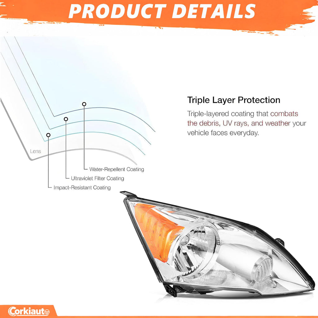 Halogen Headlight Assembly Pair Chrome Housing Clear Lens X3602