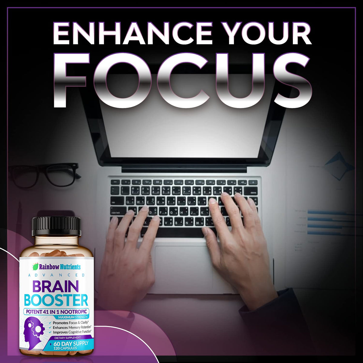 120 V Capsules Brain Support Supplement with DMAE N76647