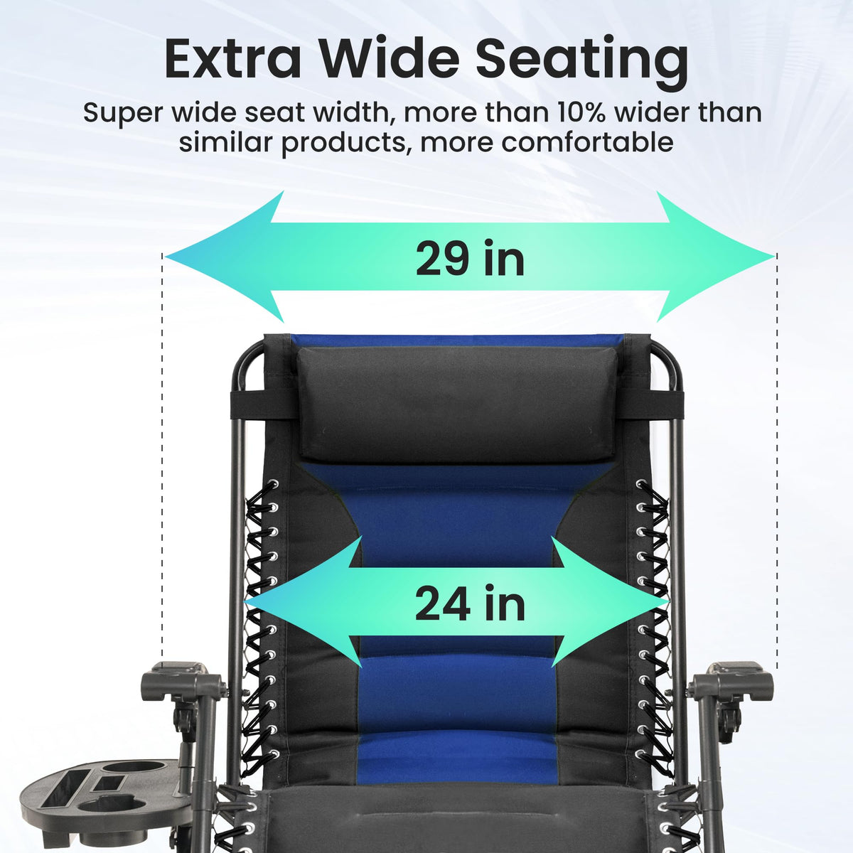 Oversized Zero Gravity Chair 2 Pack Folding Recliner with Pillow & Cup Holder P760