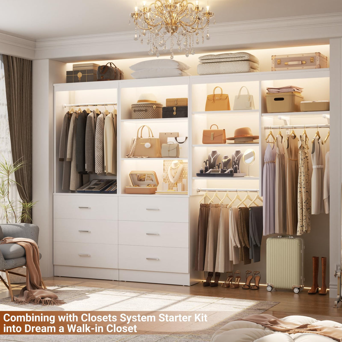 23.6" White Closet Drawers System with 3 Drawers D286705