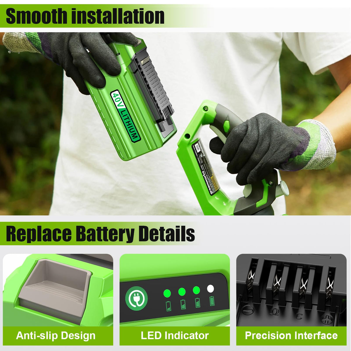 2 Packs 40 Volt 7500mAh High-Capacity Battery X53693