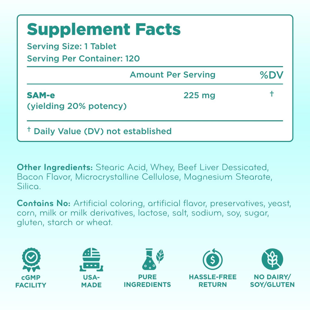 Chewable SAM-e Liver Support Supplement for Dogs 225mg J59712